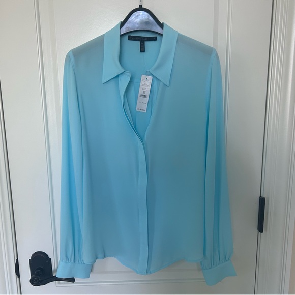 NWT WHITE HOUSE BLACK MARKET SOFT SHIRT BERMUDA BLUE SIZE XS - Picture 2 of 7